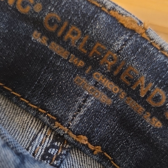 Chico's Dark Blue Floral Embroidered Jeans - Picture 10 of 14